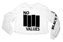 Load image into Gallery viewer, Black Flag - No Values Women&#39;s Long Sleeve Crop Top
