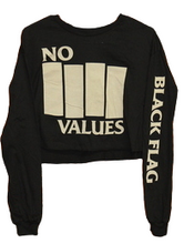 Load image into Gallery viewer, Black Flag - No Values Women&#39;s Long Sleeve Crop Top
